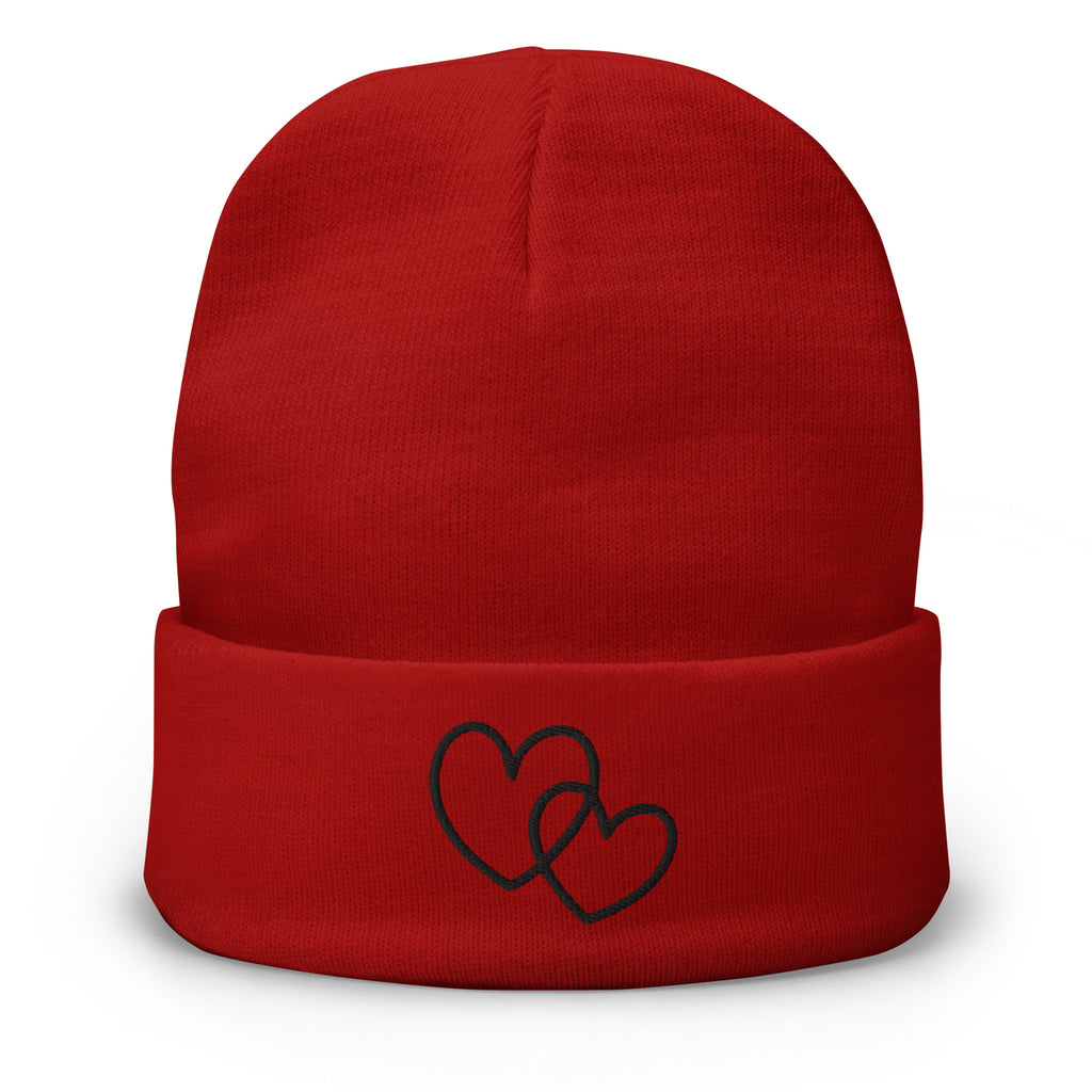 Personalisierte Beanie in Rot - Hochwertige Wintermütze mit individueller Bestickung als besonderes Bestickung
