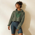 Crop-Hoodie Damen Military Green - Vorderansicht Kuscheliger weicher Baumwollfleece