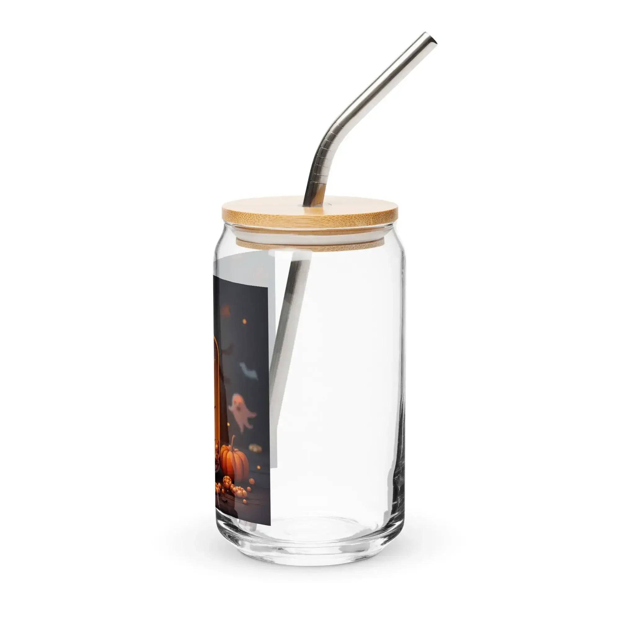 Trinkglas Dosenform Strohhalm - Seitenansicht links