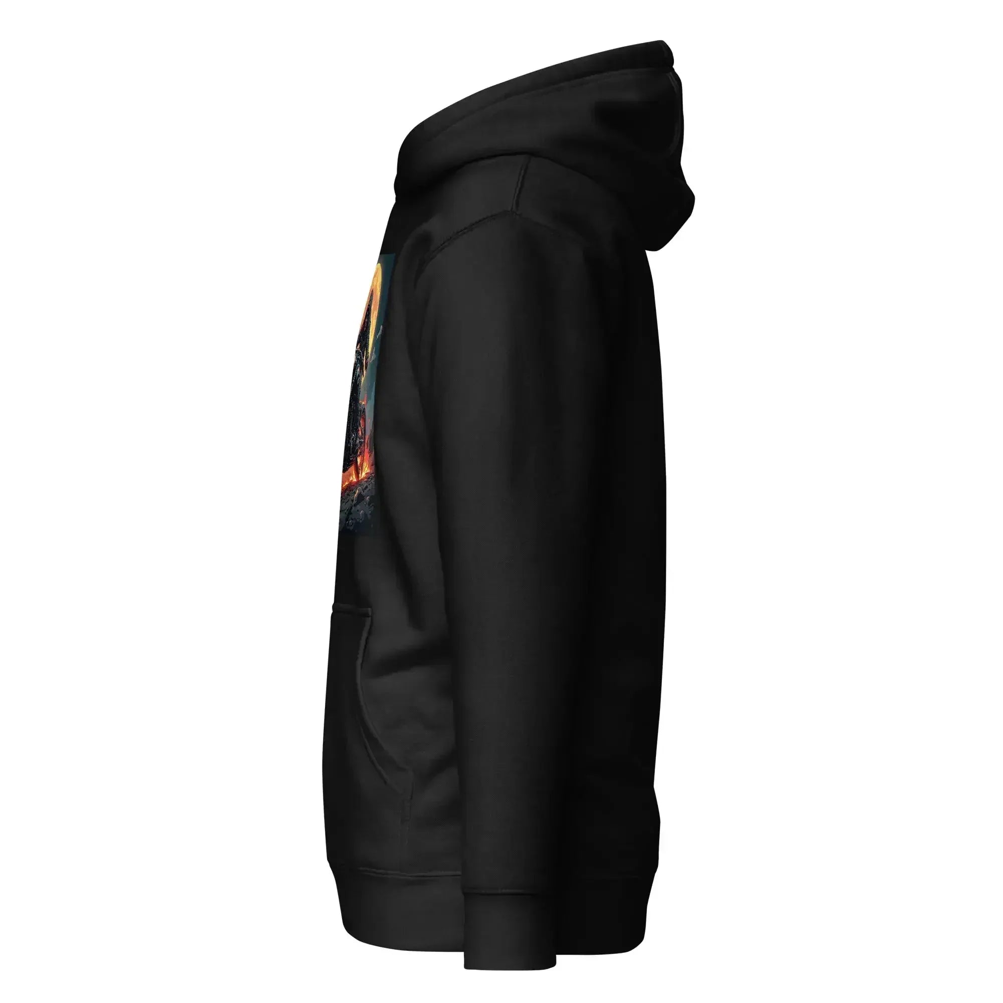 Unisex Hoodie schwarz - Seitenansicht links Passform