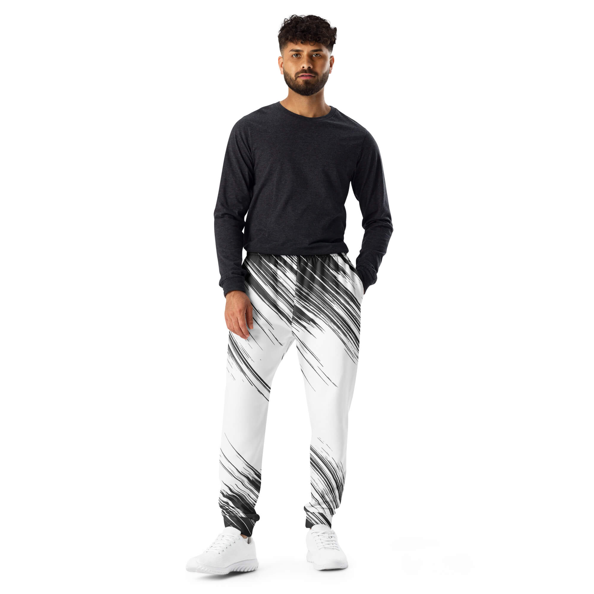 Weiche Herren-Jogginghose in Weiß – Frontansicht mit bequemem Schnitt
