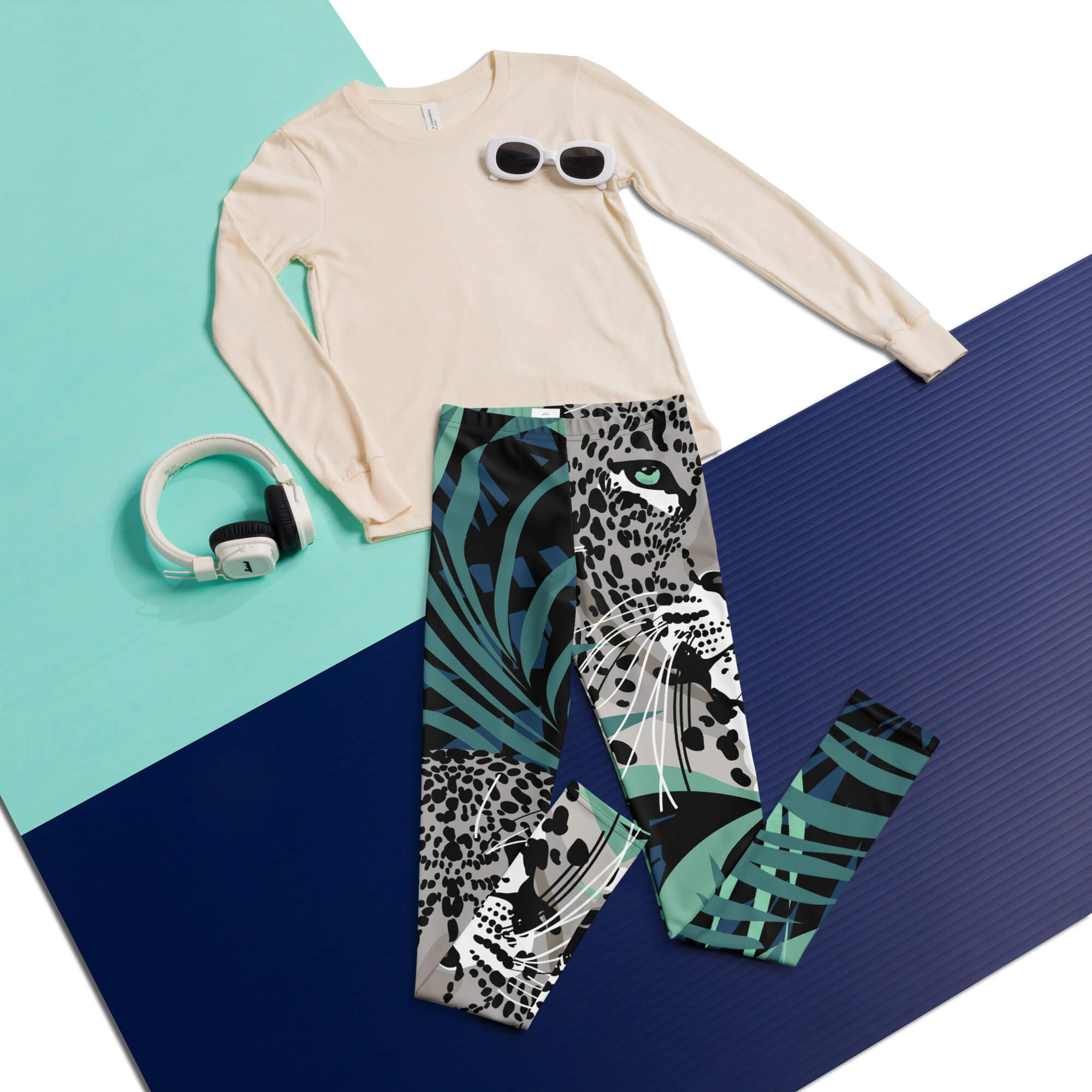 Leggings für Jugendliche - Allover Print Design - atmungsaktiv und blickdicht