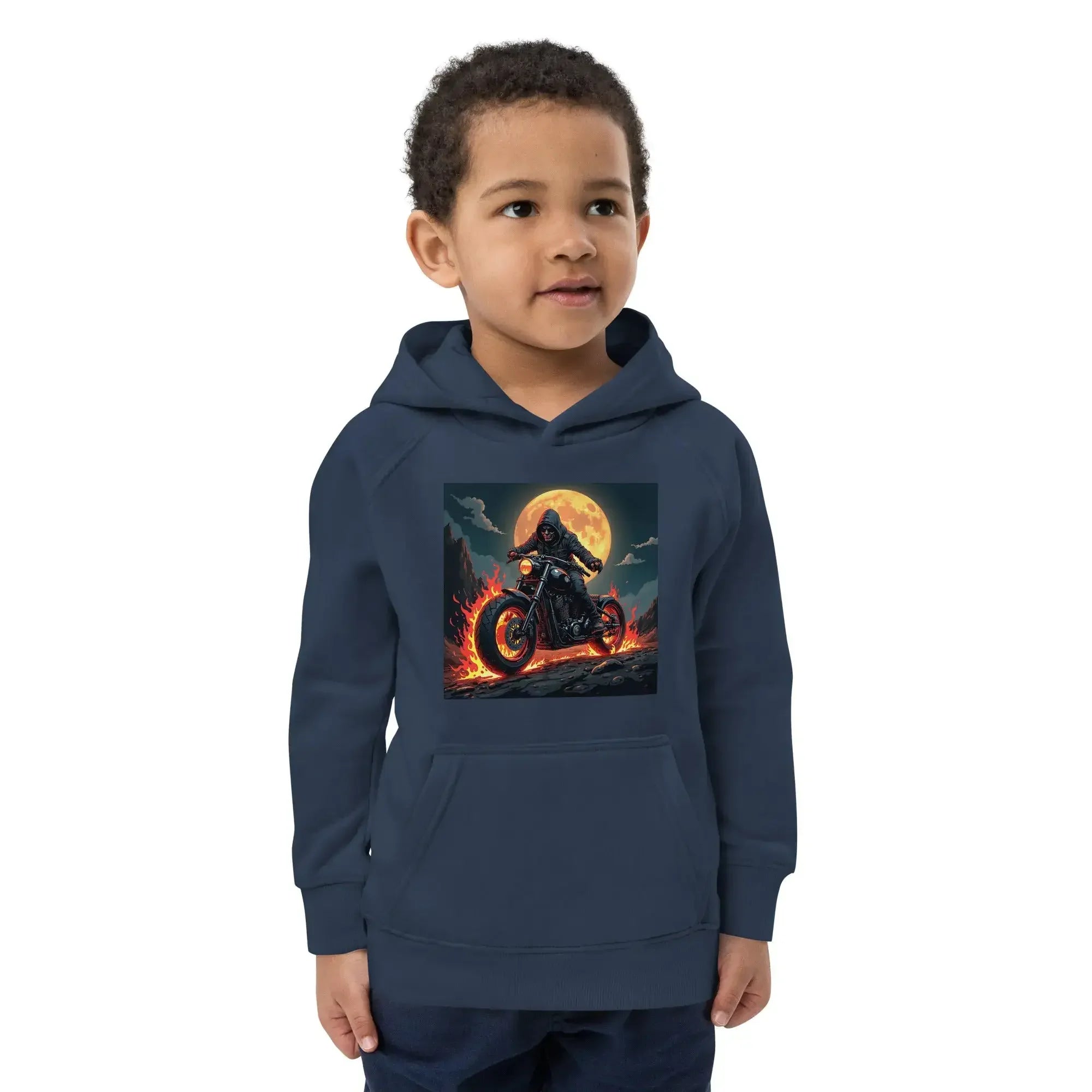Kinder Hoodie Navy Bio-Baumwolle - Vorderansicht - Little Adventurer famora-style