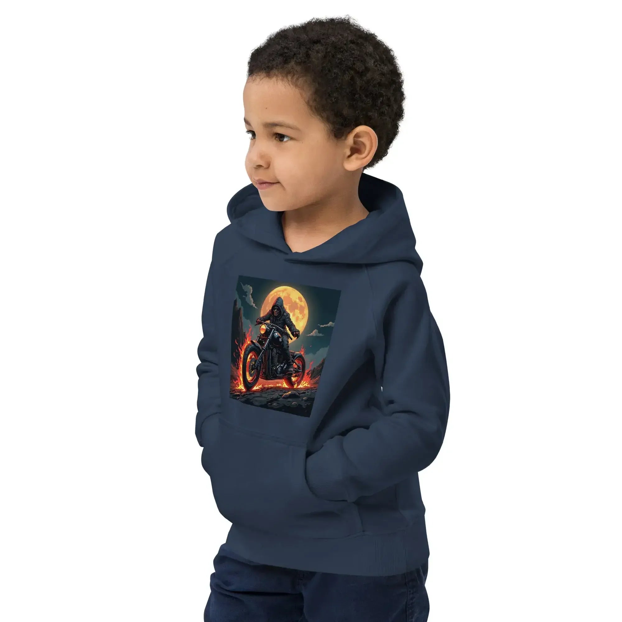 Kinder Hoodie Bio-Baumwolle - Seitenansicht rechts Passform