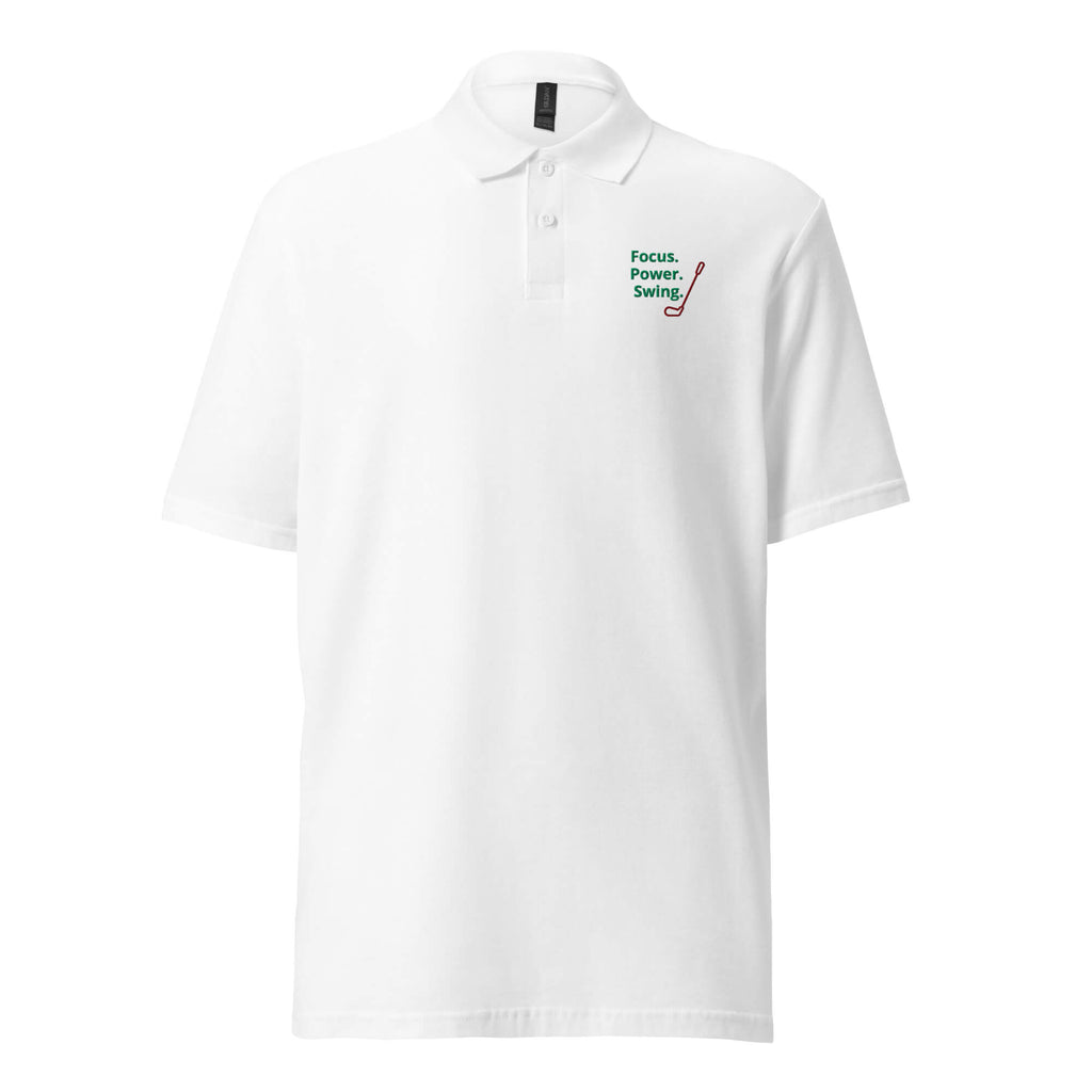 Weißes Piqué-Poloshirt aus Baumwolle – Vorderansicht Detail
