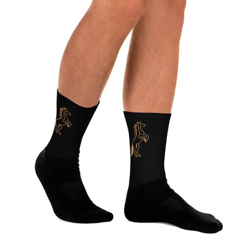Hochwertige Sportsocken flach ausgelegt – Detailansicht des bunten Prints ✨ Langlebig und nicht verblassend
