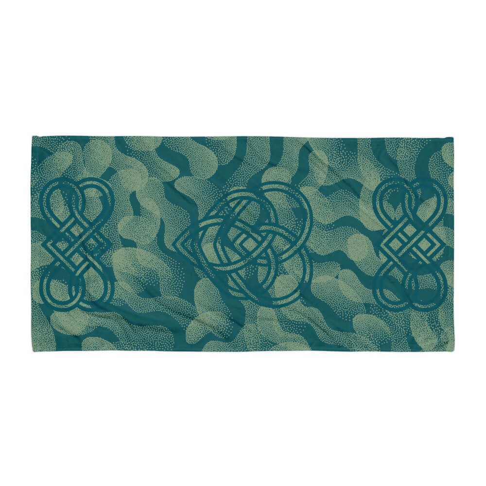 Badehandtuch flach ausgebreitet - Allover-Design Komplettansicht ✨