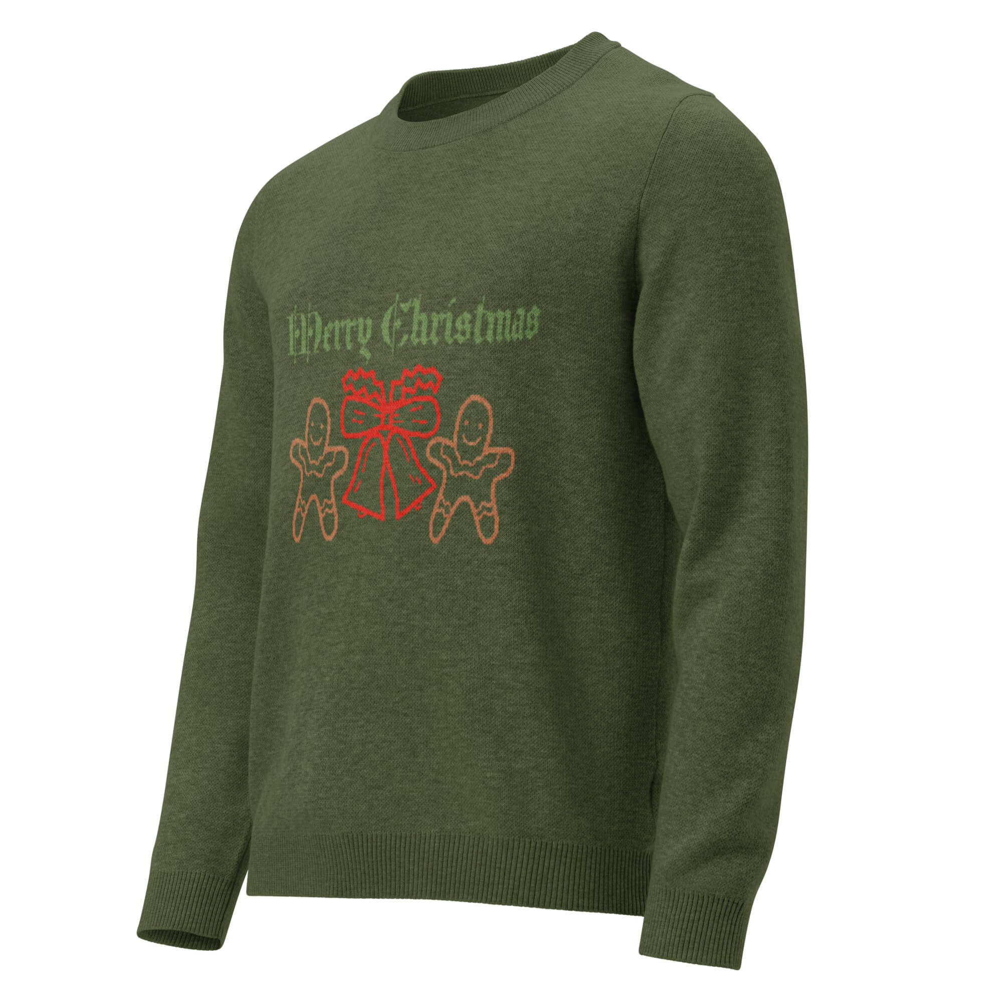 Rundhals-Strickpullover Seitenansicht links – Vielseitig kombinierbarer Unisex-Pullover für die ganze Familie
