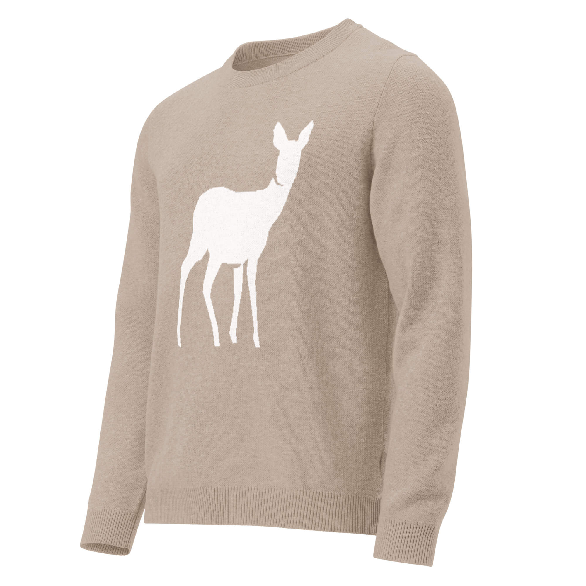 Klassischer Strickpullover – Seitenansicht links vorne – Vielseitig kombinierbarer Unisex-Pullover
