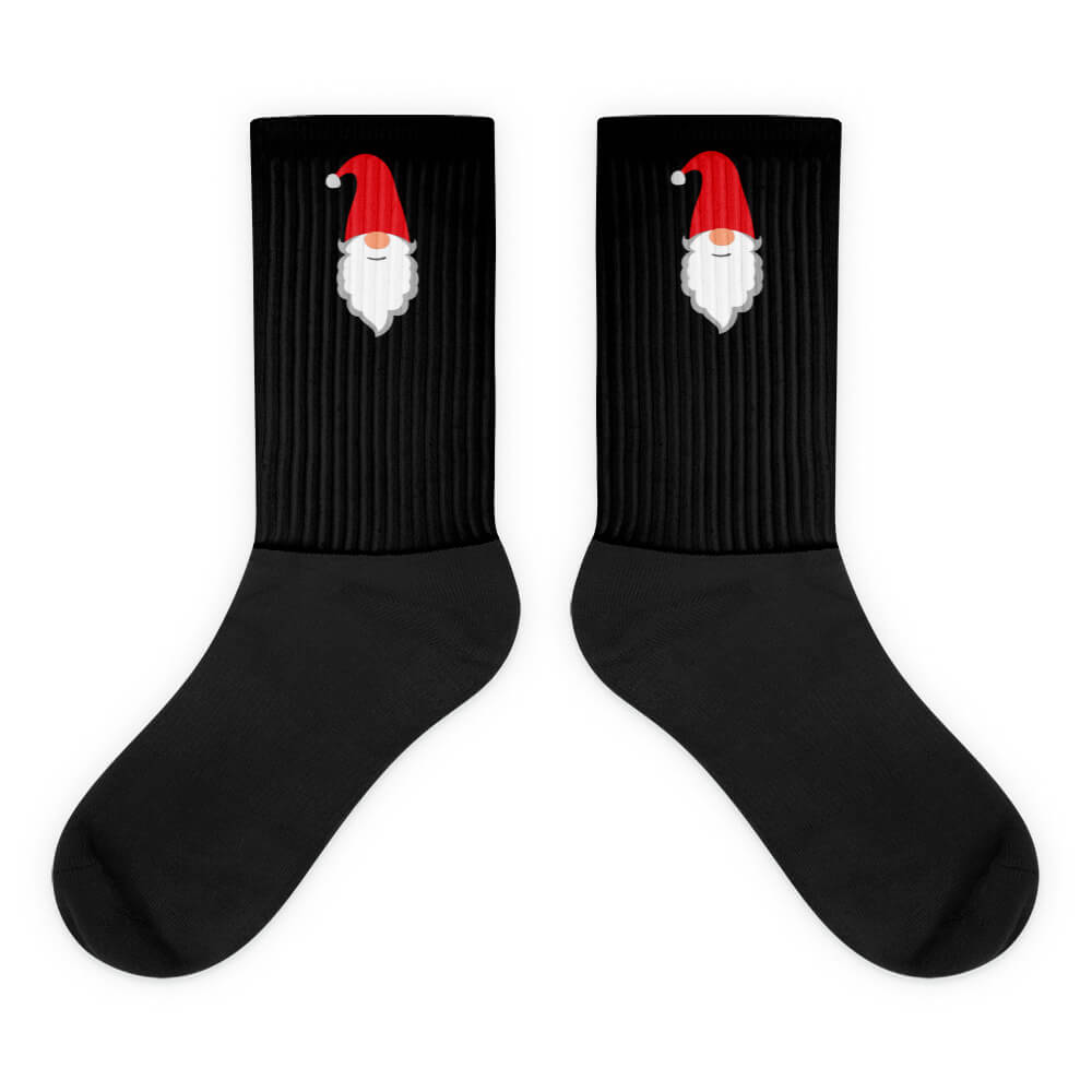 Wichtel-Socken flach liegend - Detailansicht des festlichen Weihnachtsdesigns