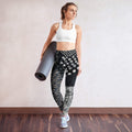 Yoga-Leggings High Waist mit Allover-Print - Vorderansicht in Schwarz