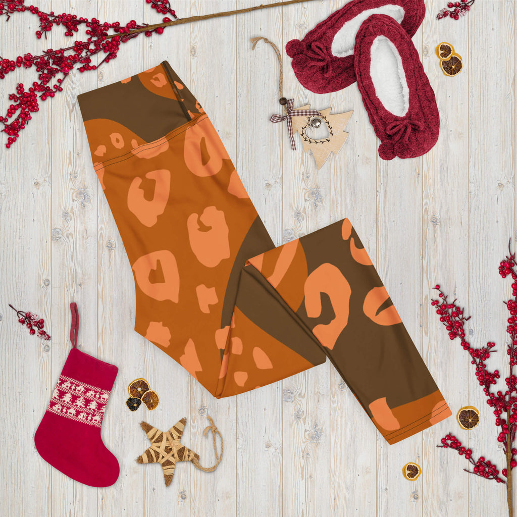 Premium Yoga-Leggings in Braun - Vorderansicht - Nachhaltige High Waist Sportleggings