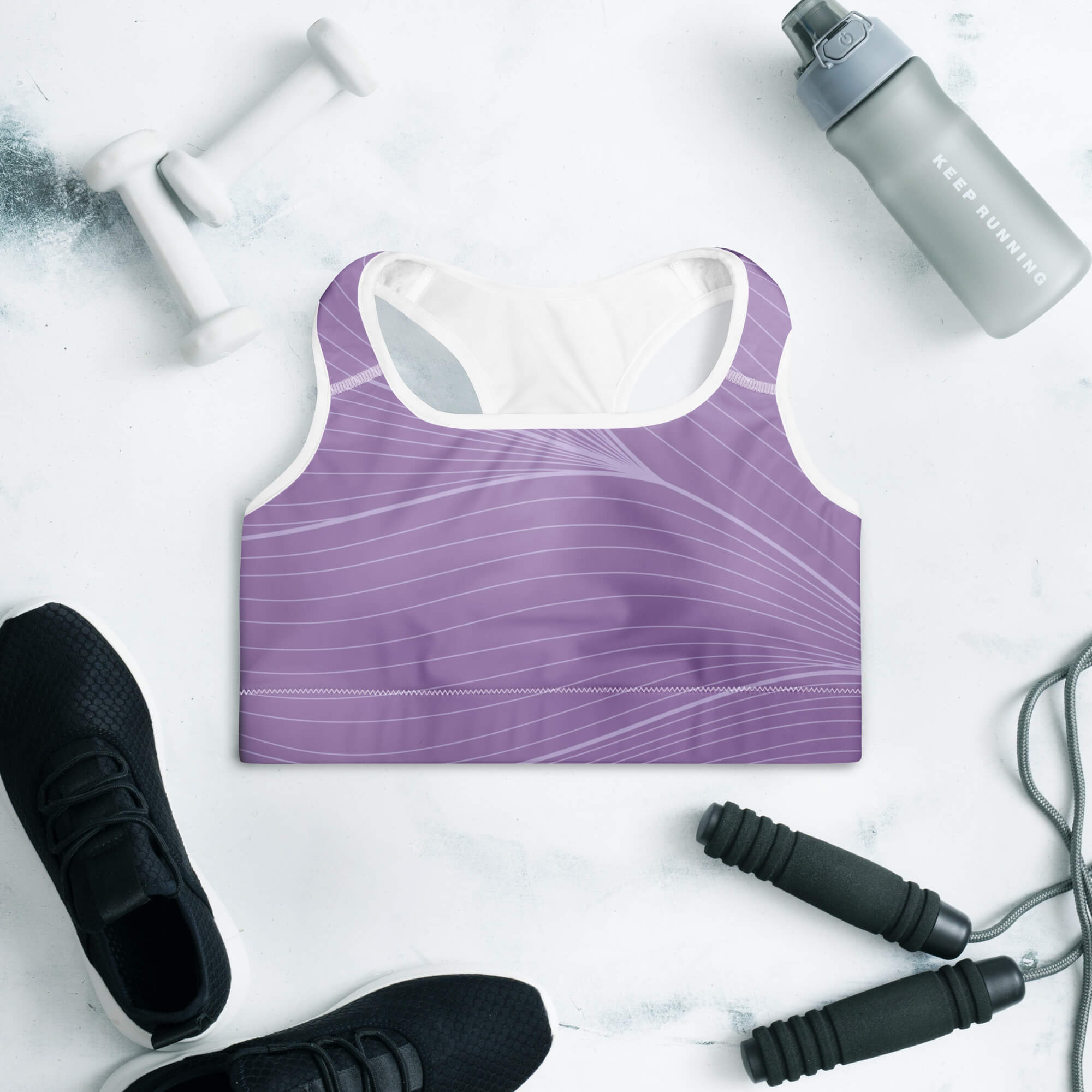 Herzwärme Sport-BH – Yoga & Pilates Sport-BH für Frauen 50+, weiß flieder"