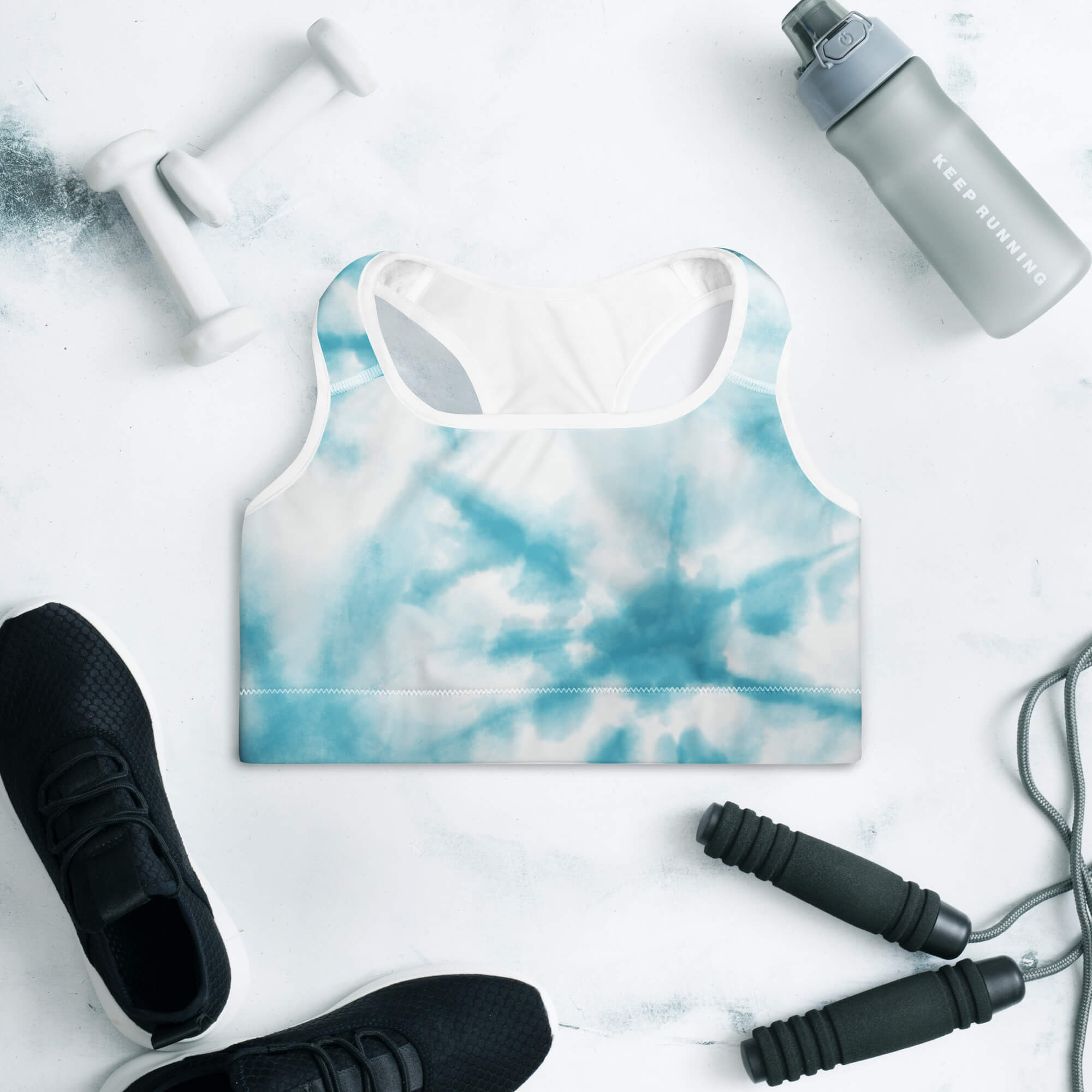 Herzwärme Sport-BH – Yoga & Pilates Sport-BH für Frauen 50+, weiß bleu