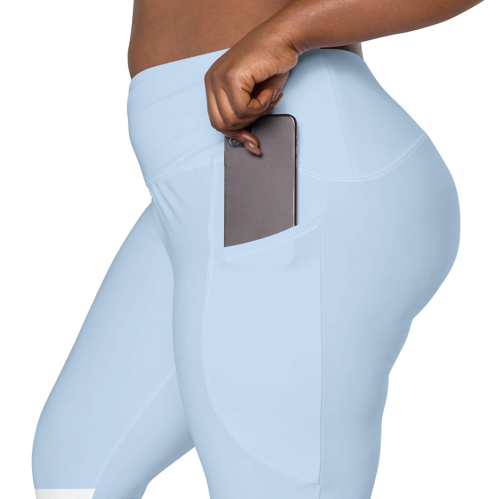 Himmelsblau Leggings Detail – recyceltes Polyester UPF 50+ | famora-style