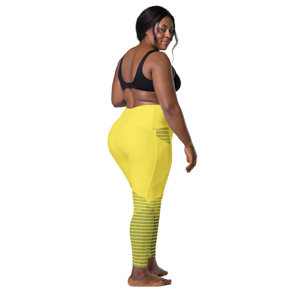 Sonnenkraft Leggings Rück-Seitenansicht – High-Waist Streifen-Design | famora-style