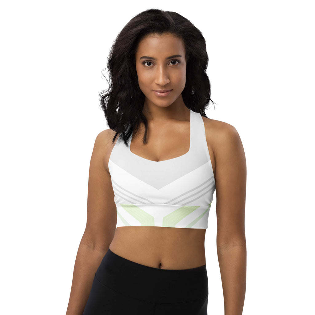 Freie Bewegung Sport-BH Weiß Mint – Longline Racerback Frontansicht | famora-style