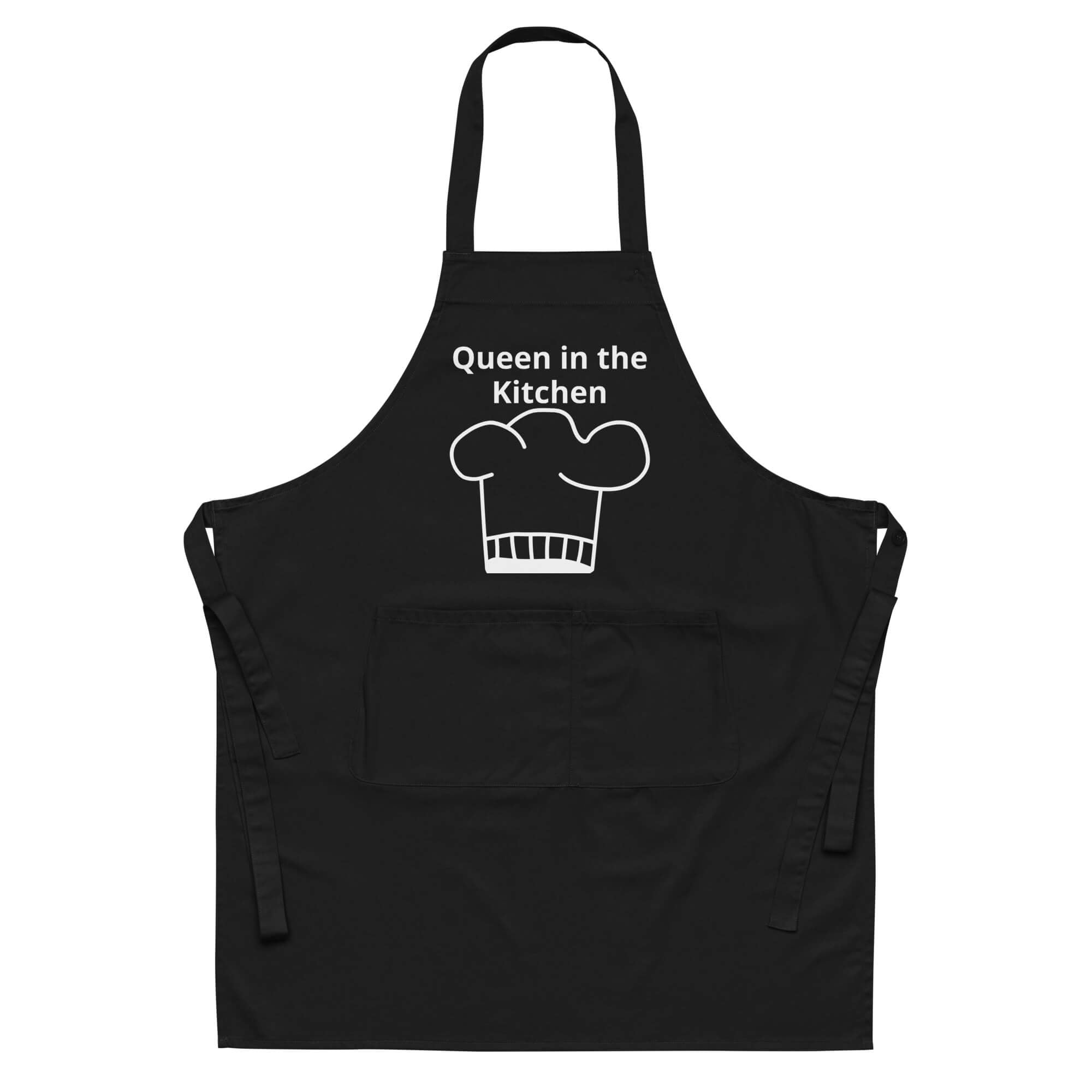 Schwarze Küchenschürze Bio-Baumwolle nachhaltig mit Tasche zum Kochen und Backen - Detailansicht Tasche
