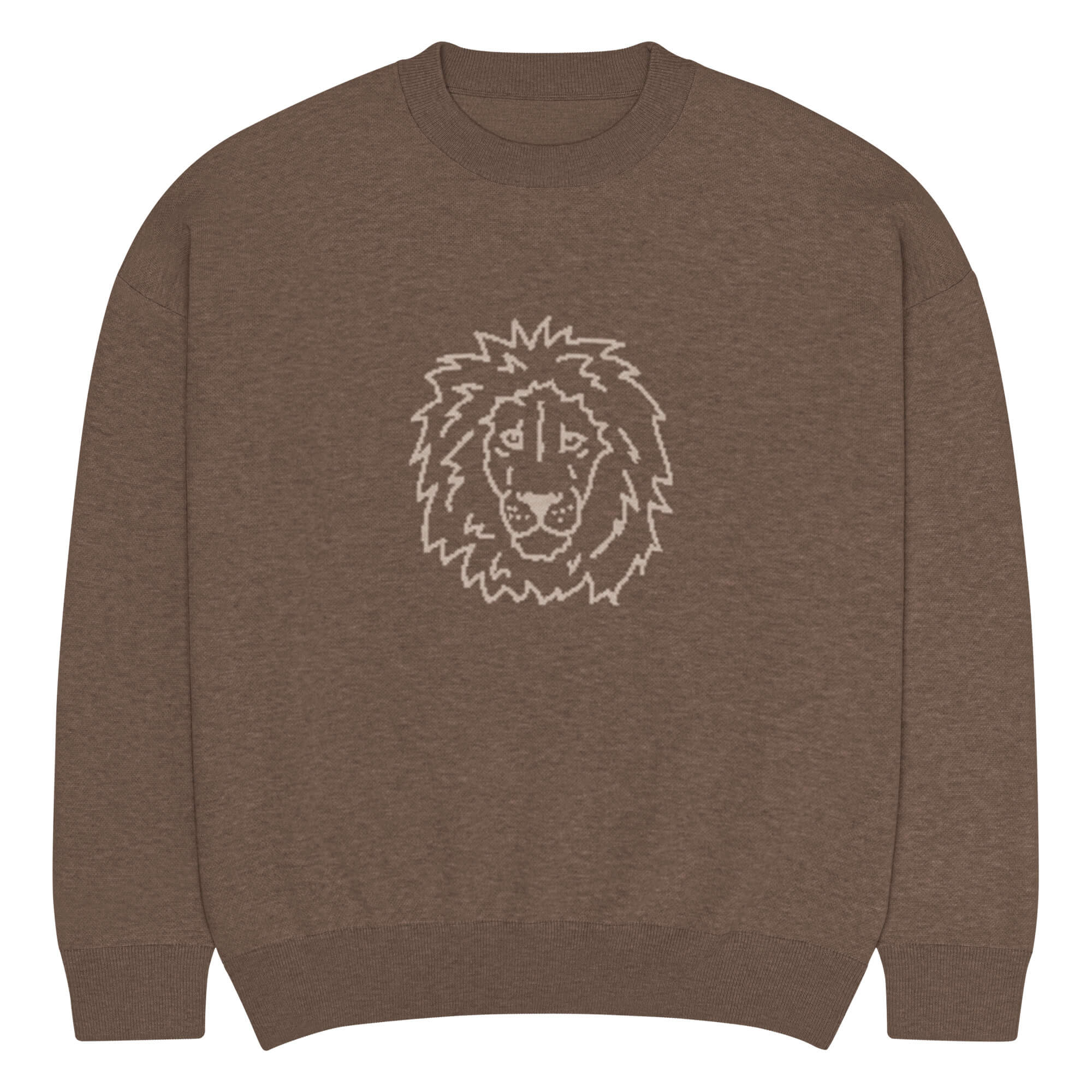 Lockerer Strickpullover mit Rundhalsausschnitt in Braun - Vorderansicht