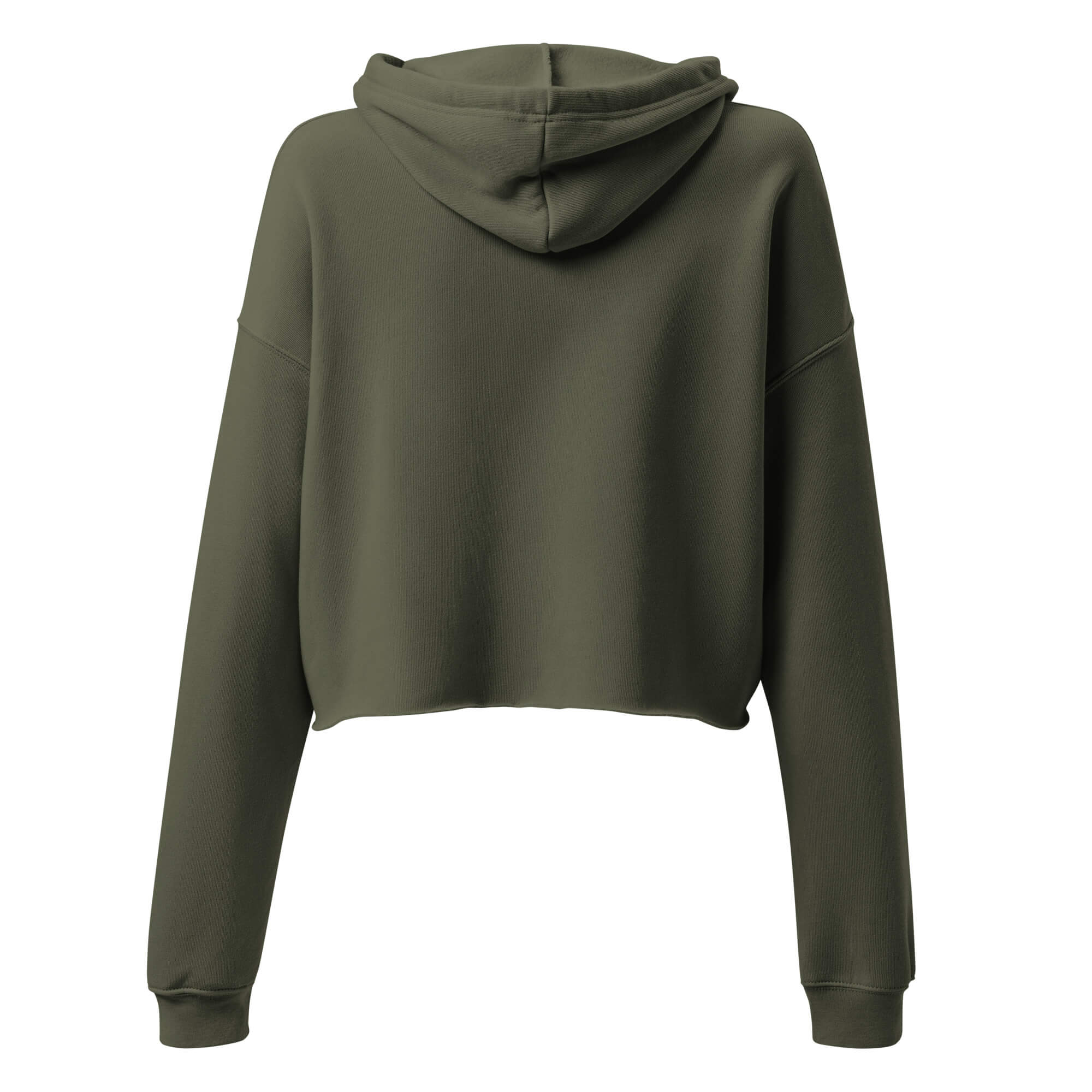 Crop-Hoodie Damen - Rückansicht mit offenem Saum für lässigen Urban-Vibe