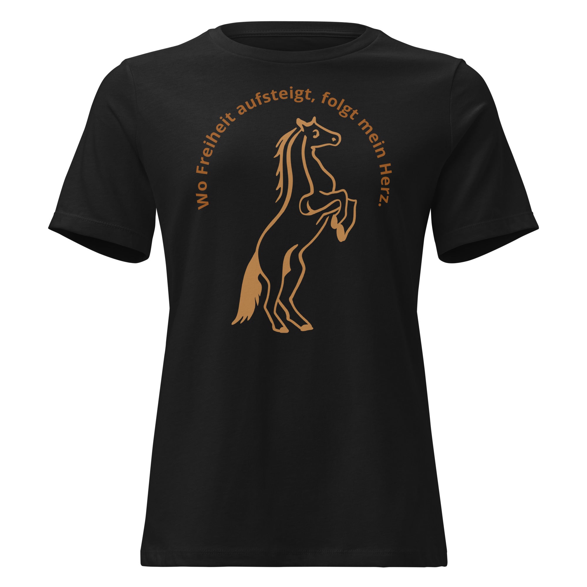 Schwarzes Damen-T-Shirt aus Baumwolle – Vorderansicht
